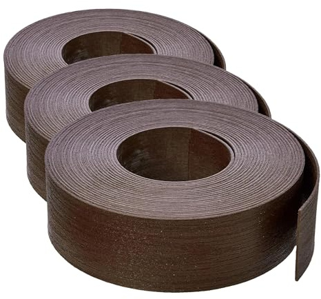 Amazon Basics Bobine de Bordure avec 10 piquets, 8 cm/3 Pouces x 12 m/40 Pieds, Brun (Lot de 3)