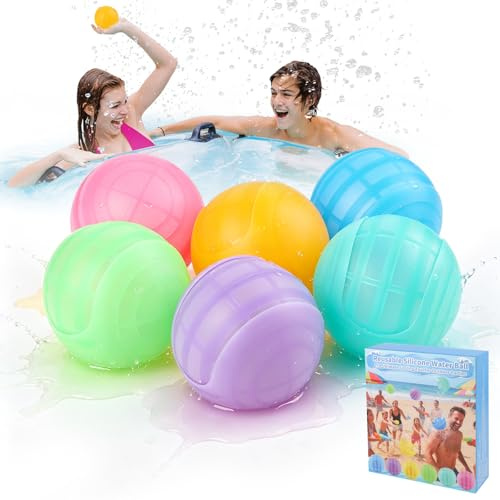 12 Stück Wasserbomben Wiederverwendbar, Wasserbomben Selbstschließend, Sichere Silikon Wasserballons, Einhand-Bedienung, Wasserspielzeug für Kinder und Erwachsene, Garten Pool Strand Outdoor Sommer