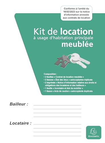 Exacompta - Réf. 62E - 1 kit de location meublée - Ce dossier complet regroupe tous les documents obligatoires pour louer un logement meublé en toute sérénité - fabrication 100% française
