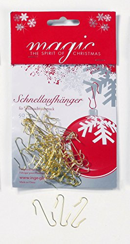 Inge-glas 50 Stück Christbaumkugel Aufhänger Metall Gold // S Hacken Schnellaufhänger Kugelaufhänger