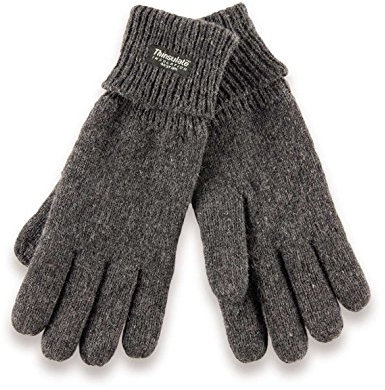 capsforfriends H-COM-1 gestrickte Thinsulate Handschuhe mit Fleecefutter - Fingerhandschuhe für Damen und Herren S M grau