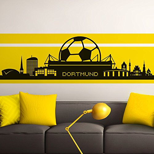 Grandora Wandtattoo Skyline Dortmund I gelb (BxH) 165 x 47 cm I Wohnzimmer Schlafzimmer Stadt Fußball Fan Verein Aufkleber Wandaufkleber Wandsticker W890