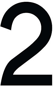 Zahlen-Aufkleber 2 in schwarz, 5 cm, Kennzeichnung o. Hausnummer Beschriftung für Briefkasten, Mülltonne & allen glatten Flächen