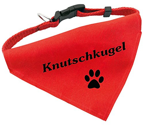 Hunde-Halsband mit Dreiecks-Tuch KNUTSCHKUGEL, längenverstellbar von 32 - 55 cm, aus Polyester, in rot
