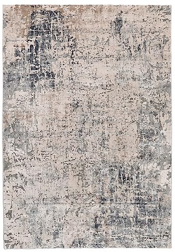 RugVista, Atlas, Teppich, Mittelflor Teppich, 200 x 300 cm, Rechteckiger, Modern, Oeko-Tex Standard 100, Polyester, Flur, Schlafzimmer, Küche, Wohnzimmer, Dunkelgrau/Beige, Mehrfarbig