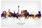 artboxONE Poster 30x20 cm Städte Düsseldorf Skyline PurpleGold - Bild düsseldorf Cityscape Deutschland