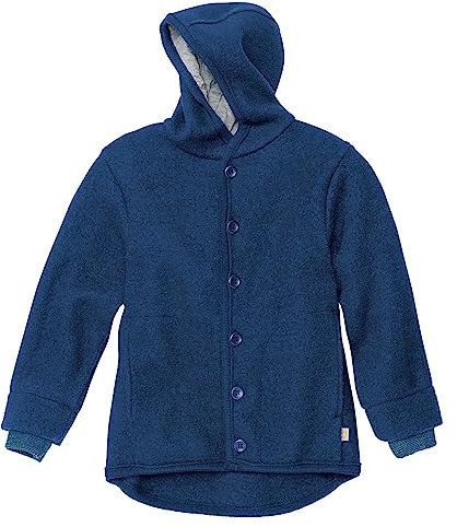 disana WALK-JACKE, 100% Bio-Merinowolle GOTS, IVN Best | mit Kapuze | Baby Kleinkind Kind Unisex | Made in Germany | Marine Gr. 98-104