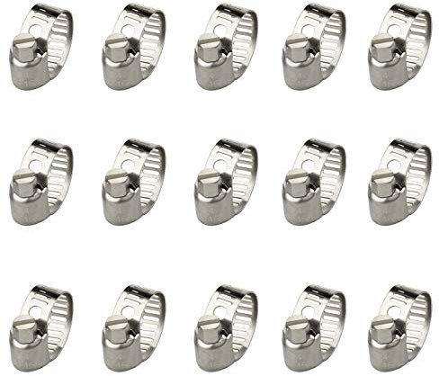 Abrazaderas de manguera Abrazaderas de manguera ajustables de acero inoxidable Mangueras de tornillo sin fin Abrazaderas de manguera, paquete de 15 (10-16 mm)
