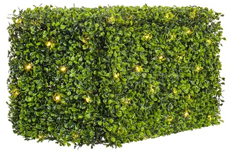 Vickerman Everyday Artificial Pre-Lit LED Boxwood Hedge 24 L x 12 W x 12 T- UV Resistant Indoor Outdoor - Natural Green - Home Backyard Wedding Garden Decoration