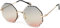 styleBREAKER Damen Runde Sonnenbrille Rahmenlos mit getönten Gläsern im Diamant Schliff, Geprägte Bügel, Vieleckige Gläser 09020118, Farbe:Gestell Gold/Glas Grau-Apricot Verlauf