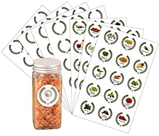 105 Pcs Etiquetas de Tarros de Especias. Juego de 45 con patrones y letras, y 60 en blanco 4 cm español