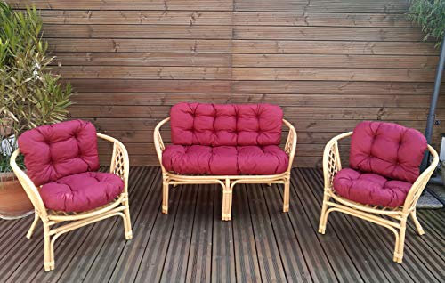 Mayaadi Deluxe Gartenbankauflagen 6 teiliges Sitzkissen-Set Sitzpolster für Gartengarnitur Set Steve JCG1 Bordeaux