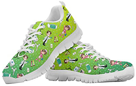 Showudesigns Damen Turnschuhe Krankenschwester Walkingschuhe Turnschuhe Straßenlaufschuhe Schnürhalbschuhe Leichte Leisetreter Frühling Sommer Zahnarzt Sneaker 40 Grün