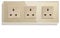 BSEED 13A Triple Power Socket, UK Standard Triple Socket with Glass Panel,3 Gang Unswitched Socket Gold,228mm*86mm Screwless Wall Outlet