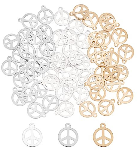 UNICRAFTALE 60 Stück 3 Farben Peace Charms Friedenszeichen Schmuckanhänger 304 Edelstahl Peace Anhänger 1.4mm Loch Armband Anhänger Ohrring Charms Halsketten Anhänger Für Die Schmuckherstellung