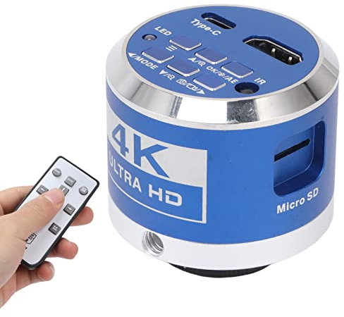 Fotocamera per Microscopio 4K UHD 30FPS, Videocamera Industriale HDMI USB, Fotocamera per Microscopio Digitale Elettronico con Montaggio a c con Sensore Cmos ad Alta Sensibilità(Spina UE)