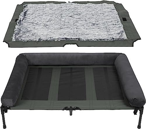 BingoPaw Hundeliege Outdoor Grosse Hunde: Erhöhtes Hundebett Haustierbett Sonnenliege für draussen Camping Garten XXL 130x90x18 cm