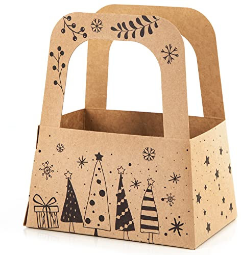 Logbuch-Verlag 25 Weihnachten Schachteln mit Henkel Verpackung Geschenk Mitarbeiter Kunden Korb zum Befüllen 14,5 x 8 cm