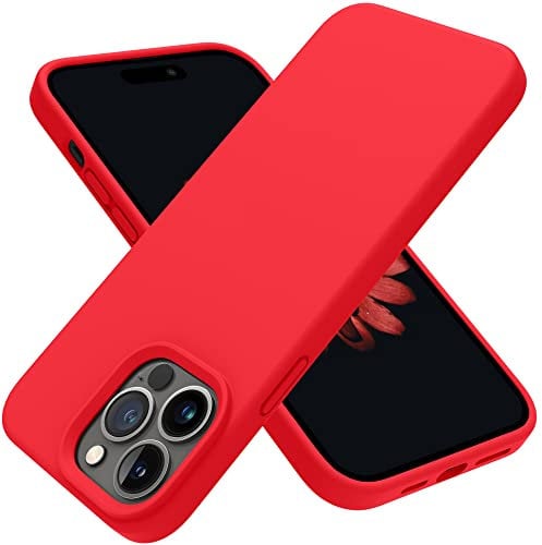 OTOFLY for iPhone 14 Pro Max Case Magnetic Silicone Shockproof Slim Thin Phone Case 6.7 inch (Red)