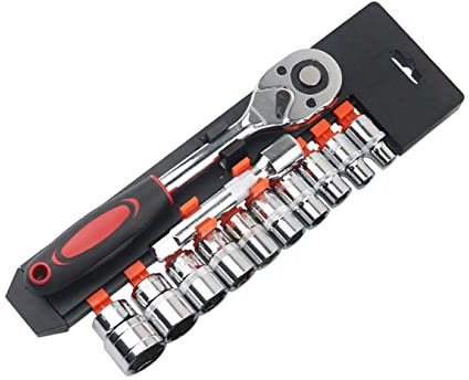 YEBOCIYO Steckschlüsselsatz 1/2 12 Pcs Ratschenschlüssel Set Umschaltknarre aus CR-V mit Ratschen Sechskant Bit Einsätze und Adapter Verlängerung für Handwerker, Mechaniker, Reparatur