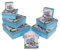 8-teiliges Set Geschenkschachteln Geschenkboxen Geschenkkarton, 8 Stück Geschenkkartonage Boxenset Weihnachten Geburtstag Hochzeit, ca. 22,5 x 22,5 x 8 cm (Hellblau mit Schmetterling & Blumen)