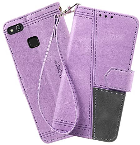 DENDICO Cover per Huawei P10 Lite/Nova Lite, Flip Custodia in PU Pelle, Cover a Libro Magnetica Portafoglio per Huawei P10 Lite/Nova Lite, Viola