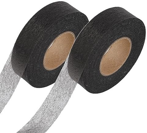 UUYYEO 2 Rollen Stoff Saumband Kleidung Eisen auf Band Kein Nähen Band Kleidung Reparatur Bonding Tape Adhensive Tape Web Schwarz
