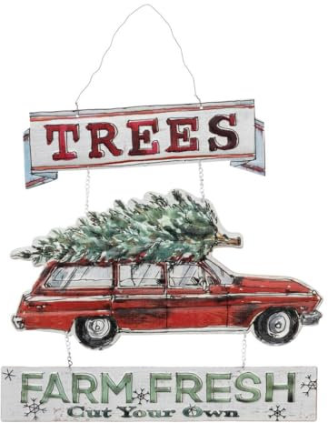 FEERIC LIGHTS & CHRISTMAS - Auto mit tannenbaum aus metall 48cm