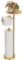 Toilet Paper Holder Stand with Bamboo Shelf, Sturdy Free Standing Tissue Roll Holder for 5 Toilet Paper Rolls, Rust-Proof & Heavy Stainless Steel Base - Gold