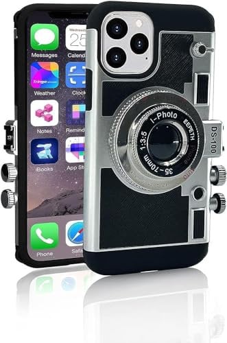 Emily in Paris Handyhülle, Vintage-Kamera-Handyhülle für iPhone 11/12 Pro Max, 3D-Vintage-Kamera-Design, Handyhülle, die wie eine Kamera aussieht, mit langem Anti-Verlust-Umhängeband (für iPhone 15