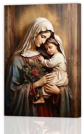 DOARTDO Jungfrau Maria Wandkunst, katholische Wandbilder, Heilige Maria, Gemälde, Jesusmutter, Leinwand, religiöse Wanddekoration, christliche Geschenke (Maria – 2, 40,6 x 61 cm)