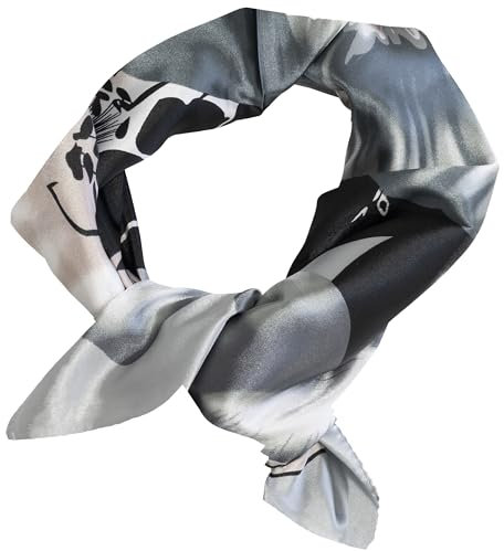 AERZETIX - C68657 - Foulard décoratif en polyester 60% et en soiе 40% à motif fleurs en forme carrée 60x60 cm - couleur gris rose noir