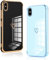 Vauki 2 Pack Funda para iPhone XS/X, Patrón de Corazón Carcasa, Silicone TPU Soft Case Resistente a los Golpes para iPhone XS, Negro y Azul