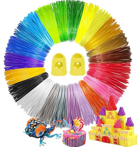 Penna 3D Filamento PLA, Set di Colori Penna 3D, 20 Colori Casuali, 3M Filamento Penna 3D, Filamento PLA Penna 3D 1,75 mm, 3D Penna Filamento Ricarica PLA, Ricariche di Filamento in PLA