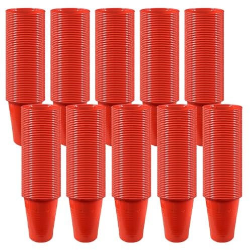 TEKHOME BICCHIERI PLASTICA MONOUSO COLORATI PER FESTE, COMPLEANNI, MATRIMONI, DRINK,RISTORANTI (50/100/150/200/250/300/350/400/450/500) (100, ROSSO)