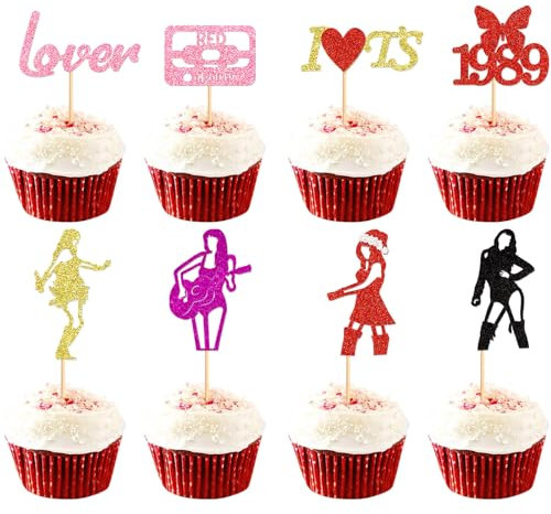 Blumomon 32Pcs Popular Singer Cupcake Toppers,Popular Singer Birthday Party Decoration,Music Themed Party Fans Party Decoration