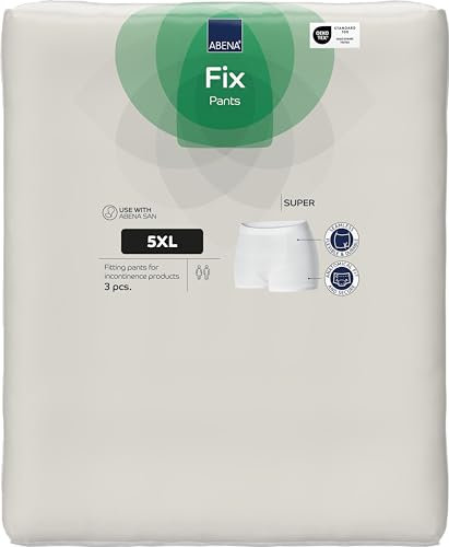 ABENA Fixierhosen Super 3er-Pack, Größe 5XL, OEKO-TEX zertifizierte Fixierhosen für Wochenbett- oder Inkontinenzeinlagen. Nahtlos, atmungsaktiv und waschbar. Postpartale Unterhosen