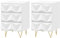 EUGAD Lot de 2 Tables de Chevet avec 3 Tiroirs à Effet 3D, Tables de Nuit Adulte, Design Moderne, 40x40x62,5 cm, pour Chambre à Coucher, Salon, MDF et Métal, Blanc + Doré, 0004CTG-2