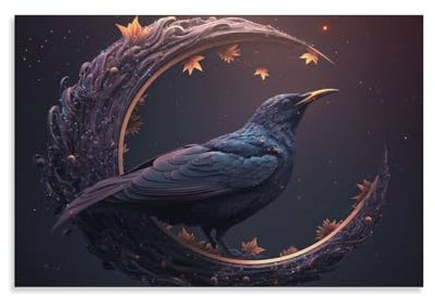 LBLmoney Tierisches Amsel-Vintage-Wanddekor-Poster, Haus-Ölgemälde, Boho-rustikales Wandposter für Schlafzimmer, Wohnzimmer, Dekoration, 20 x 30 cm