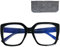 Blaufilter Damen Stilvolle Schmetterling mit großen kratzfesten Gläsern, Gratis Etui, Kunststoff Dicker Rahmen Rechteckig (Schwarz), Blaulichtfilter Brille +2.5 Dioptrien