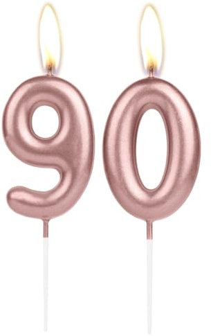 Sparkling Light Rose Gold 90th Birthday Number Candle, Rose Gold Number 36 Cake Candle, Birthday Cake Topper Cupcake Girl Boy, Wedding Anniversary Decoration