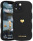 LAPOPNUT for iPhone 14 Case,Cute Curly Wave Frame Love Heart Phone Case for Girls Women,Soft Silicone TPU Bumper Shockproof Camera Protective Cover for iPhone 14 6.1 inch,Black
