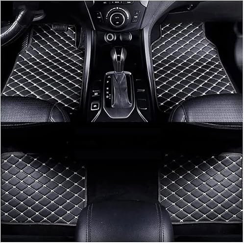 SZFCL Auto Bodenmatte Fußmatten für Hyundai Tucson 2020-2023 2024 Benzin Modell, Nach Maß Allwetterschutz Leder Fussmatten Vorne und Hinten Automatten Set,Black-Beige