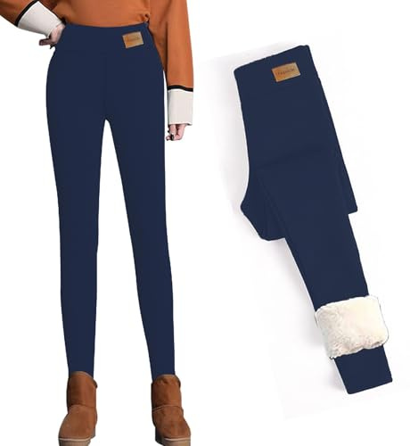 CheChury Women Fleece Lined Leggings Women Super Thick Cashmere Tights Thermal High Waist Double Layer Pants Soft Winter Plush Warm Elastic Thermal Pants for Lady