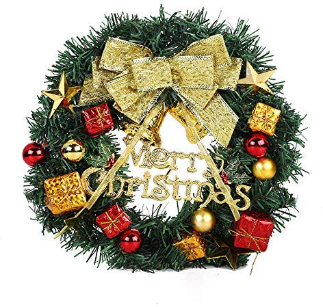 Decorazione di Natale Ghirlanda, 30cm Porta della Ghirlanda di Natale, Porta Della Ghirlanda Porta Anteriore Fuori Natale, Decorazione di Natale Ghirlanda, Ghirlanda Artificiale Natale (B)