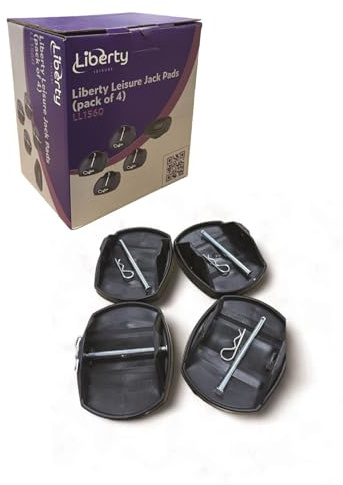 Liberty Leisure Jack Pads Set of 4 Rot & UV Proof Quick Installation, Metal Pins & R Clips Included Heavy Duty Stabilisers Stabalising Feet for Caravans Motorhomes & Trailers