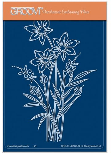Groovi - Barbara's Star Flower Spray A6 Rectangle Groovi Plate by Clarity Stamps