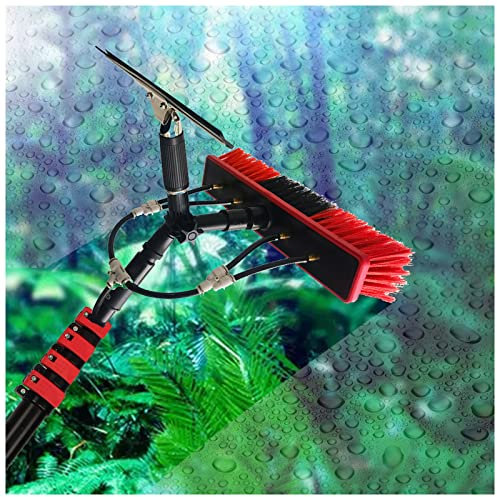 DRFGNF Fensterreinigungsstange, Fensterreinigungsbürste, Stange mit Wasser-/Schlauchzufuhr, Reinigung von Photovoltaik- und Solarmodulen - 30 Fuß/24 Fuß