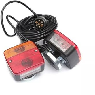 Generisch 2x LED Rückleuchten 12V Magnet Heckleuchten mit 4 Funktionen E4 Prüfzeichen Rot/Orange inkl. Glühbirnen Neu Kabel 7 PIN LKW PKW Anhänger Schleppdiesnt