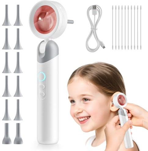 Otoskop mit LED-Licht, Tragbares Hand-Otoskop mit 1080P Kamera, 1,38-Zoll-Bildschirm, 4x Zoom, 12 Aufsätze, 2000mAh Akku für Kinder, Erwachsene, Haustiere